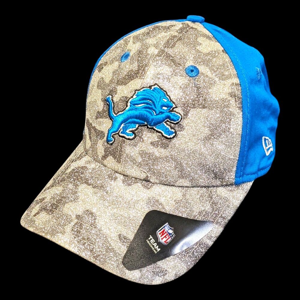 New Era Detroit Lions NFL Women’s 9FORTY Adjustable Strapback Hat Blue/Gray Camo